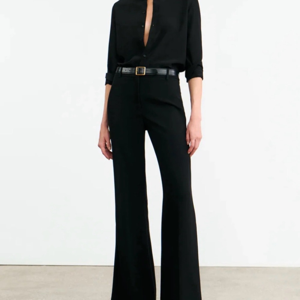 Nili Lotan Effy Black 12  High-Rise Wide-Leg Trousers NEW